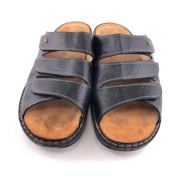 Finn Comfort Andros Black Leather Slide Sandals main image 6